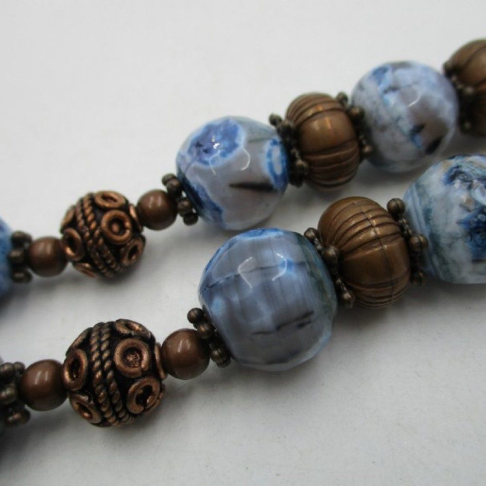 Antique Copper & Crazy Lace Agate Toggle Necklace